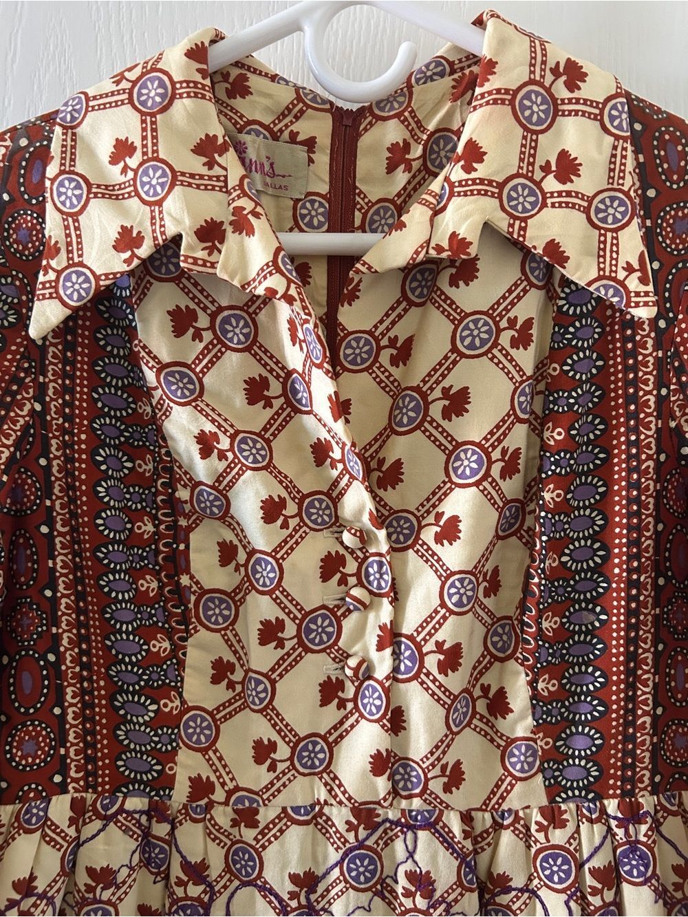 Vintage 1970s Del-Ann's Quilted Prairie Dress Cottagecore Retro Western Boho - Picture 3 of 13
